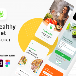 دانلود طرح لایه باز رابط کاربری اپلیکیشن رژیم غذایی Healthy Diet